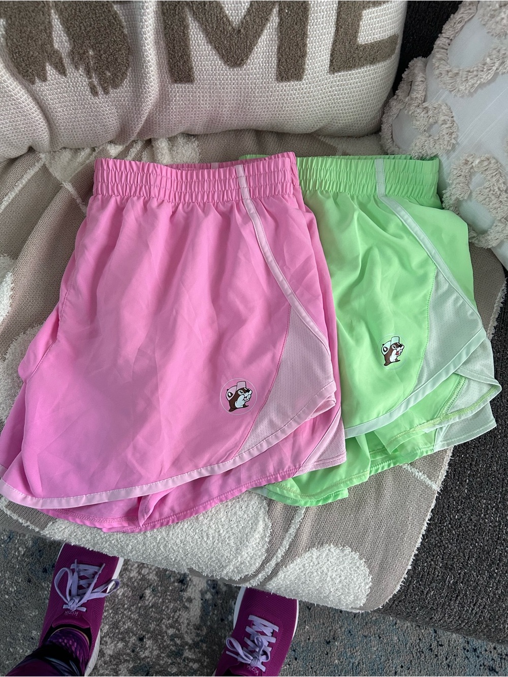Bucees Athletic Shorts in Bright Pink & Neon Green